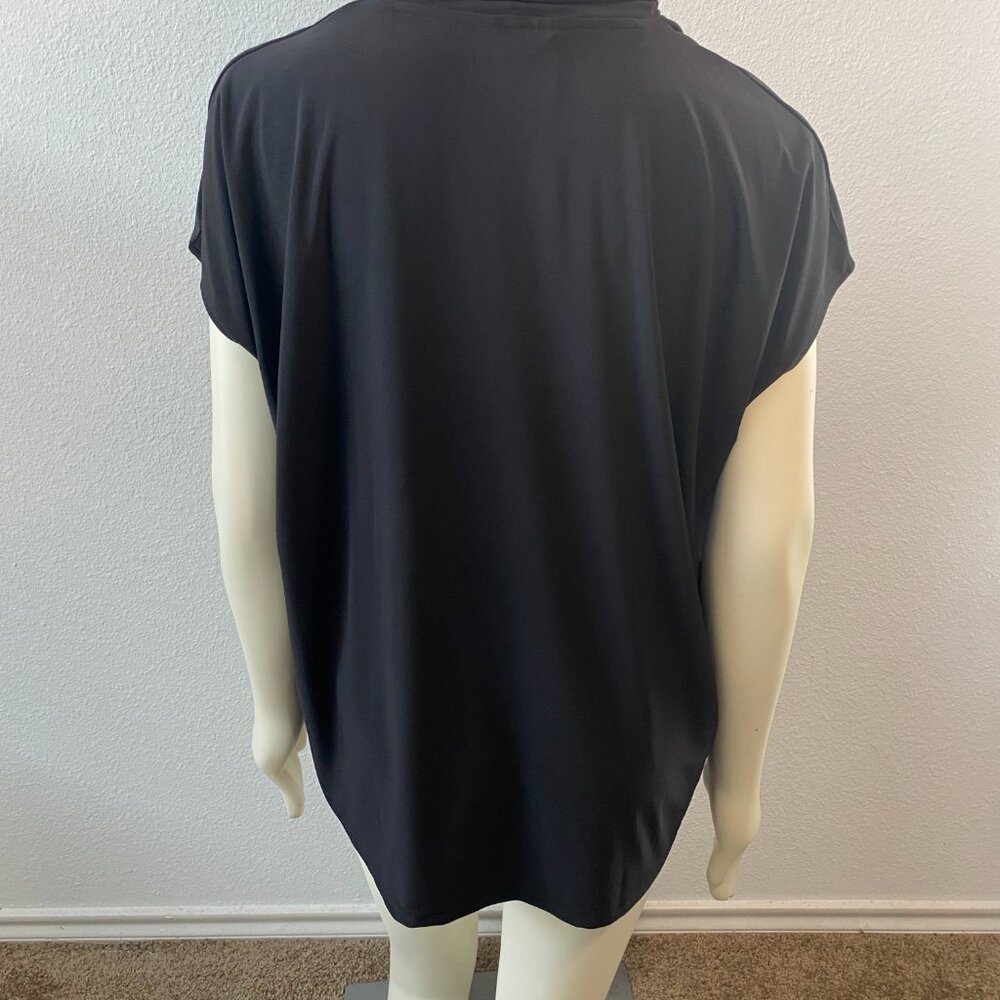 Buffalo David Bitton Women Elevated knit Vneck Black blouse cap sleeve size XXL - Picture 4 of 6